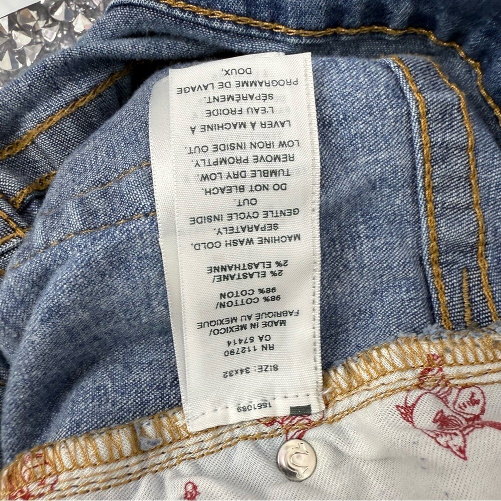 True Religion jeans pants Ricky relaxed straight Blue bottoms Jeans logos - Picture 14 of 16
